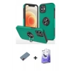 MARSİLYAN™- iPhone 12 Kılıf Odak Form Prime - Siyah Bilvis 5in1 5D Magic Hayalet Cam Ekran Koruyucu + Metal Kamera Lens Koruma Cam - KI