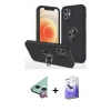 MARSİLYAN™- iPhone 12 Kılıf Odak Form Prime - Siyah Bilvis 5in1 5D Magic Hayalet Cam Ekran Koruyucu + Raze Metal Kamera Lens - KI