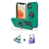 MARSİLYAN™- iPhone 12 Kılıf Odak Form Prime - Siyah Bilvis 5in1 5D Magic Hayalet Cam Ekran Koruyucu + Raze Metal Kamera Lens - MI