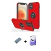 MARSİLYAN™- iPhone 12 Kılıf Odak Form Prime - Siyah Bilvis 5in1 5D Magic Hayalet Cam Ekran Koruyucu + Shine Kamera Lens Koruma Cam - GS