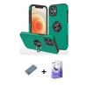 MARSİLYAN™- iPhone 12 Kılıf Odak Form Prime - Siyah Bilvis 5in1 5D Magic Hayalet Cam Ekran Koruyucu + Shine Kamera Lens Koruma Cam - GS