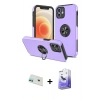 MARSİLYAN™- iPhone 12 Kılıf Odak Form Prime - Siyah Bilvis 5in1 5D Magic Hayalet Cam Ekran Koruyucu + Yeşil Rainbow Kamera Lens Koruma Cam