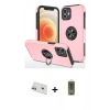 MARSİLYAN™- iPhone 12 Kılıf Odak Form Prime - Siyah Joko Magic 5D Hayalet Cam + Mor Rainbow Kamera Lens Koruma Cam