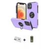 MARSİLYAN™- iPhone 12 Kılıf Odak Form Prime - Siyah Joko Magic 5D Hayalet Cam + Yeşil Rainbow Kamera Lens Koruma Cam
