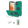 MARSİLYAN™- iPhone 12 Kılıf Odak Form Prime - Siyah Polymer Nano Ekran Koruyucu + Renkli Kamera Lens Koruma Cam - SI