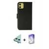 MARSİLYAN™- iPhone 12 Kılıf Siluet Işık Serisi - Siyah Bilvis 5in1 3D Magic Cam Ekran Koruyucu + Raze Metal Kamera Lens - MI