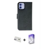 MARSİLYAN™- iPhone 12 Kılıf Siluet Işık Serisi - Siyah Bilvis 5in1 3D Magic Cam Ekran Koruyucu + Rainbow Kamera Lens Koruma Cam - MR