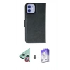 MARSİLYAN™- iPhone 12 Kılıf Siluet Işık Serisi - Siyah Bilvis 5in1 3D Magic Cam Ekran Koruyucu + Raze Metal Kamera Lens - KI