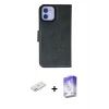 MARSİLYAN™- iPhone 12 Kılıf Siluet Işık Serisi - Siyah Bilvis 5in1 3D Magic Cam Ekran Koruyucu + Renkli Kamera Lens Koruma Cam - PE