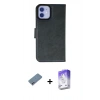 MARSİLYAN™- iPhone 12 Kılıf Siluet Işık Serisi - Siyah Bilvis 5in1 3D Magic Cam Ekran Koruyucu + Shine Kamera Lens Koruma Cam - SABE