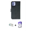 MARSİLYAN™- iPhone 12 Kılıf Siluet Işık Serisi - Siyah Bilvis 5in1 3D Magic Cam Ekran Koruyucu + Rainbow Kamera Lens Koruma Cam - YL