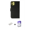 MARSİLYAN™- iPhone 12 Kılıf Siluet Işık Serisi - Siyah Bilvis 5in1 3D Magic Cam Ekran Koruyucu + Renkli Kamera Lens Koruma Cam - YL