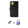 MARSİLYAN™- iPhone 12 Kılıf Siluet Işık Serisi - Siyah Bilvis 5in1 5D Magic Hayalet Cam Ekran Koruyucu + Shine Kamera Lens Koruma Cam - GD
