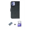 MARSİLYAN™- iPhone 12 Kılıf Siluet Işık Serisi - Siyah Bilvis 5in1 5D Magic Hayalet Cam Ekran Koruyucu + Gold Metal Kamera Lens Koruma Cam