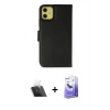 MARSİLYAN™- iPhone 12 Kılıf Siluet Işık Serisi - Siyah Bilvis 5in1 5D Magic Hayalet Cam Ekran Koruyucu + Kamera Lens Koruma Cam - SF
