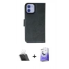MARSİLYAN™- iPhone 12 Kılıf Siluet Işık Serisi - Siyah Bilvis 5in1 5D Magic Hayalet Cam Ekran Koruyucu + Kamera Lens Koruma Cam - SF