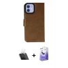 MARSİLYAN™- iPhone 12 Kılıf Siluet Işık Serisi - Siyah Bilvis 5in1 5D Magic Hayalet Cam Ekran Koruyucu + Kamera Lens Koruma Cam - SF
