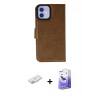 MARSİLYAN™- iPhone 12 Kılıf Siluet Işık Serisi - Siyah Bilvis 5in1 5D Magic Hayalet Cam Ekran Koruyucu + Pembe Renkli Kamera Lens Koruma Cam