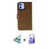 MARSİLYAN™- iPhone 12 Kılıf Siluet Işık Serisi - Siyah Bilvis 5in1 5D Magic Hayalet Cam Ekran Koruyucu + Raze Metal Kamera Lens - MI
