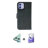 MARSİLYAN™- iPhone 12 Kılıf Siluet Işık Serisi - Siyah Bilvis 5in1 5D Magic Hayalet Cam Ekran Koruyucu + Raze Metal Kamera Lens - MI