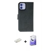 MARSİLYAN™- iPhone 12 Kılıf Siluet Işık Serisi - Siyah Bilvis 5in1 5D Magic Hayalet Cam Ekran Koruyucu + Renkli Kamera Lens Koruma Cam - SI