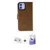 MARSİLYAN™- iPhone 12 Kılıf Siluet Işık Serisi - Siyah Bilvis 5in1 5D Magic Hayalet Cam Ekran Koruyucu + Rainbow Kamera Lens Koruma Cam - MR