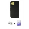 MARSİLYAN™- iPhone 12 Kılıf Siluet Işık Serisi - Siyah Bilvis 5in1 5D Magic Hayalet Cam Ekran Koruyucu + Rainbow Kamera Lens Koruma Cam - MR