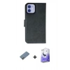 MARSİLYAN™- iPhone 12 Kılıf Siluet Işık Serisi - Siyah Bilvis 5in1 5D Magic Hayalet Cam Ekran Koruyucu + Shine Kamera Lens Koruma Cam - GI