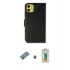 MARSİLYAN™- iPhone 12 Kılıf Siluet Işık Serisi - Siyah Polymer Nano Ekran Koruyucu + Gold Shine Kamera Lens Koruma Cam