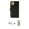 MARSİLYAN™- iPhone 12 Kılıf Siluet Işık Serisi - Siyah Polymer Nano Ekran Koruyucu + Rainbow Kamera Lens Koruma Cam - MR