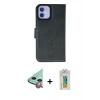 MARSİLYAN™- iPhone 12 Kılıf Siluet Işık Serisi - Siyah Polymer Nano Ekran Koruyucu + Raze Metal Kamera Lens - KI