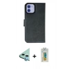 MARSİLYAN™- iPhone 12 Kılıf Siluet Işık Serisi - Siyah Polymer Nano Ekran Koruyucu + Raze Metal Kamera Lens - MI