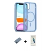 MARSİLYAN™- iPhone 12 Kılıf Siluet Minimal Prime - Şeffaf Pasifik Cam Ekran Koruyucu + Metal Kamera Lens Koruma Cam - MI