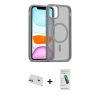 MARSİLYAN™- iPhone 12 Kılıf Siluet Minimal Prime - Şeffaf Pasifik Cam Ekran Koruyucu + Rainbow Kamera Lens Koruma Cam - MR