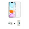 MARSİLYAN™- iPhone 12 Kılıf Siluet Minimal Prime - Şeffaf Pasifik Cam Ekran Koruyucu + Rainbow Kamera Lens Koruma Cam - YL