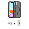 MARSİLYAN™- iPhone 12 Kılıf Siluet Minimal Prime - Şeffaf Pasifik Cam Ekran Koruyucu + Rainbow Kamera Lens Koruma Cam - YL