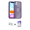 MARSİLYAN™- iPhone 12 Kılıf Siluet Minimal Prime - Siyah Bilvis 5in1 3D Magic Cam Ekran Koruyucu + Rainbow Kamera Lens Koruma Cam - YL