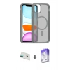 MARSİLYAN™- iPhone 12 Kılıf Siluet Minimal Prime - Siyah Bilvis 5in1 3D Magic Cam Ekran Koruyucu + Rainbow Kamera Lens Koruma Cam - YL
