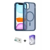 MARSİLYAN™- iPhone 12 Kılıf Siluet Minimal Prime - Siyah Bilvis 5in1 3D Magic Cam Ekran Koruyucu + Rainbow Kamera Lens Koruma Cam - YL