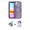 MARSİLYAN™- iPhone 12 Kılıf Siluet Minimal Prime - Siyah Bilvis 5in1 3D Magic Cam Ekran Koruyucu + Raze Metal Kamera Lens - KI