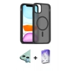 MARSİLYAN™- iPhone 12 Kılıf Siluet Minimal Prime - Siyah Bilvis 5in1 3D Magic Cam Ekran Koruyucu + Raze Metal Kamera Lens - MI