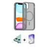 MARSİLYAN™- iPhone 12 Kılıf Siluet Minimal Prime - Siyah Bilvis 5in1 3D Magic Cam Ekran Koruyucu + Raze Metal Kamera Lens - MI
