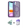 MARSİLYAN™- iPhone 12 Kılıf Siluet Minimal Prime - Siyah Bilvis 5in1 3D Magic Cam Ekran Koruyucu + Raze Metal Kamera Lens - MI