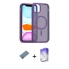 MARSİLYAN™- iPhone 12 Kılıf Siluet Minimal Prime - Siyah Bilvis 5in1 3D Magic Cam Ekran Koruyucu + Shine Kamera Lens Koruma Cam - SABE