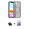 MARSİLYAN™- iPhone 12 Kılıf Siluet Minimal Prime - Siyah Bilvis 5in1 5D Magic Hayalet Cam Ekran Koruyucu + Kamera Lens Koruma Cam - SF