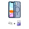 MARSİLYAN™- iPhone 12 Kılıf Siluet Minimal Prime - Siyah Bilvis 5in1 5D Magic Hayalet Cam Ekran Koruyucu + Rainbow Kamera Lens Koruma Cam - MR