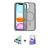 MARSİLYAN™- iPhone 12 Kılıf Siluet Minimal Prime - Siyah Bilvis 5in1 5D Magic Hayalet Cam Ekran Koruyucu + Raze Metal Kamera Lens - MI