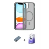 MARSİLYAN™- iPhone 12 Kılıf Siluet Minimal Prime - Siyah Bilvis 5in1 5D Magic Hayalet Cam Ekran Koruyucu + Metal Kamera Lens Koruma Cam - GD