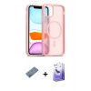 MARSİLYAN™- iPhone 12 Kılıf Siluet Minimal Prime - Siyah Bilvis 5in1 5D Magic Hayalet Cam Ekran Koruyucu + Shine Kamera Lens Koruma Cam - SABE