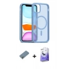 MARSİLYAN™- iPhone 12 Kılıf Siluet Minimal Prime - Siyah Bilvis 5in1 5D Magic Hayalet Cam Ekran Koruyucu + Metal Kamera Lens Koruma Cam - AKYL
